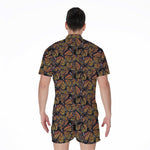 Vintage Monarch Butterfly Pattern Print Men's Rompers