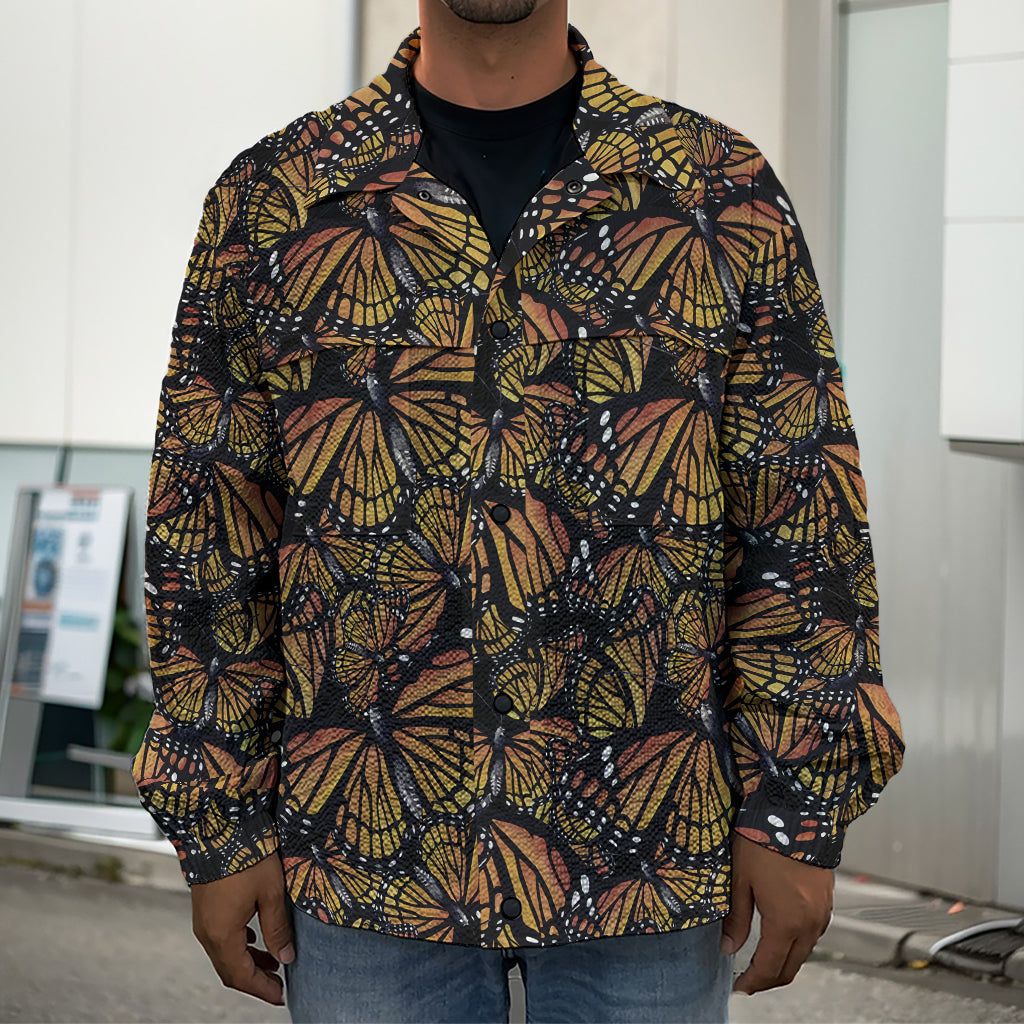 Vintage Monarch Butterfly Pattern Print Men's Shirt Jacket