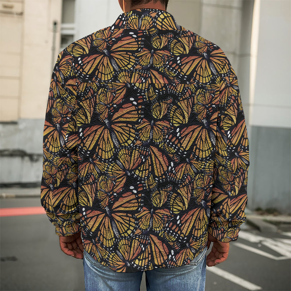 Vintage Monarch Butterfly Pattern Print Men's Shirt Jacket