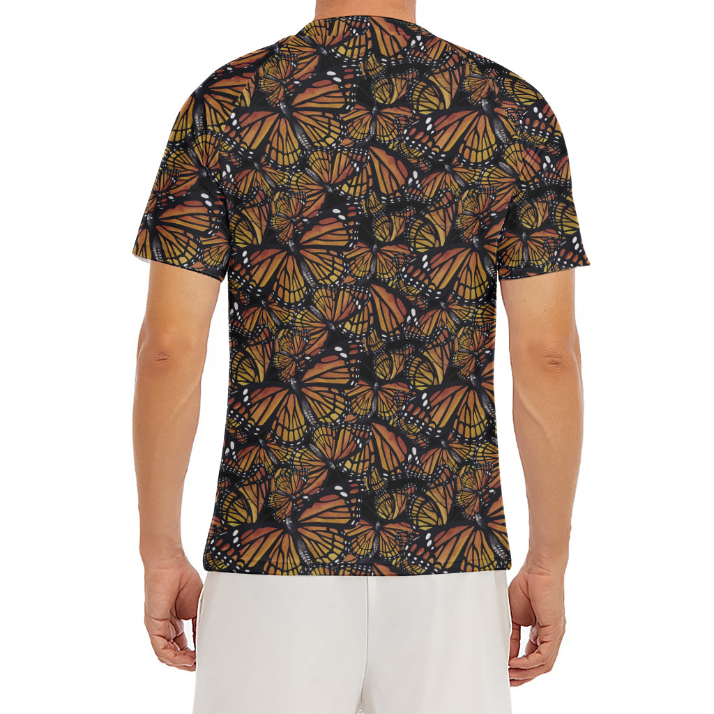 Vintage Monarch Butterfly Pattern Print Men's Short Sleeve Rash Guard