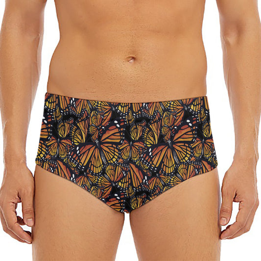 Vintage Monarch Butterfly Pattern Print Men's Triangle Swim Briefs