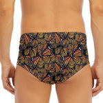 Vintage Monarch Butterfly Pattern Print Men's Triangle Swim Briefs