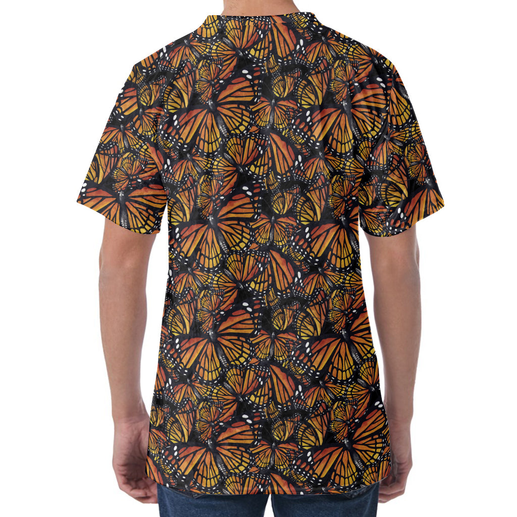 Vintage Monarch Butterfly Pattern Print Men's Velvet T-Shirt