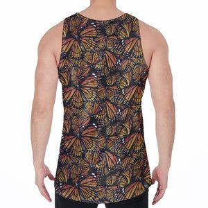 Vintage Monarch Butterfly Pattern Print Men's Velvet Tank Top