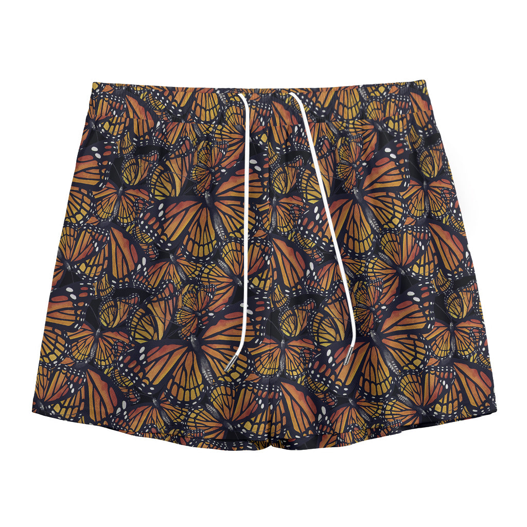 Vintage Monarch Butterfly Pattern Print Mesh Shorts