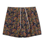 Vintage Monarch Butterfly Pattern Print Mesh Shorts