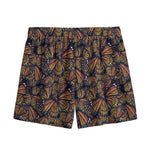 Vintage Monarch Butterfly Pattern Print Mesh Shorts