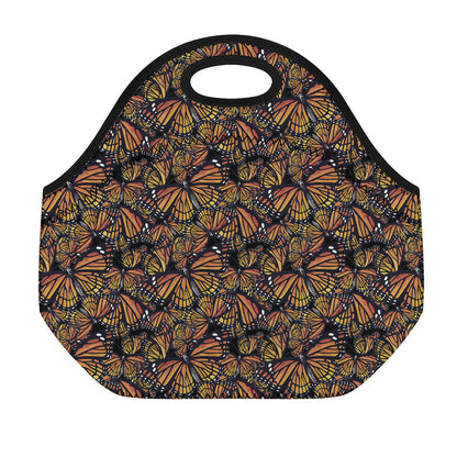 Vintage Monarch Butterfly Pattern Print Neoprene Lunch Bag