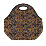 Vintage Monarch Butterfly Pattern Print Neoprene Lunch Bag