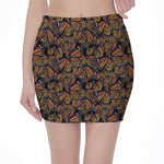 Vintage Monarch Butterfly Pattern Print Pencil Mini Skirt