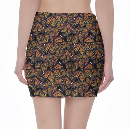 Vintage Monarch Butterfly Pattern Print Pencil Mini Skirt