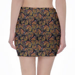 Vintage Monarch Butterfly Pattern Print Pencil Mini Skirt