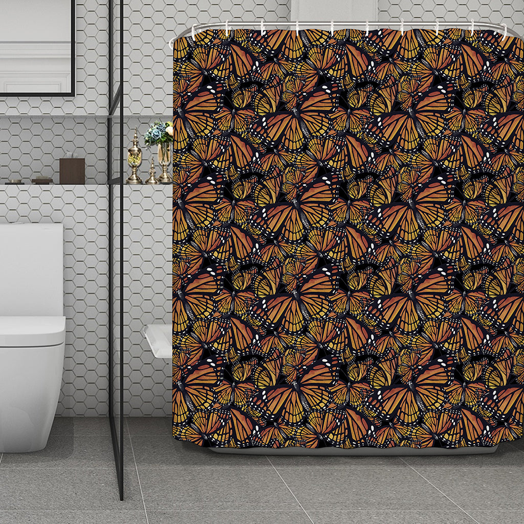 Vintage Monarch Butterfly Pattern Print Polyester Shower Curtain