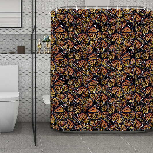 Vintage Monarch Butterfly Pattern Print Polyester Shower Curtain