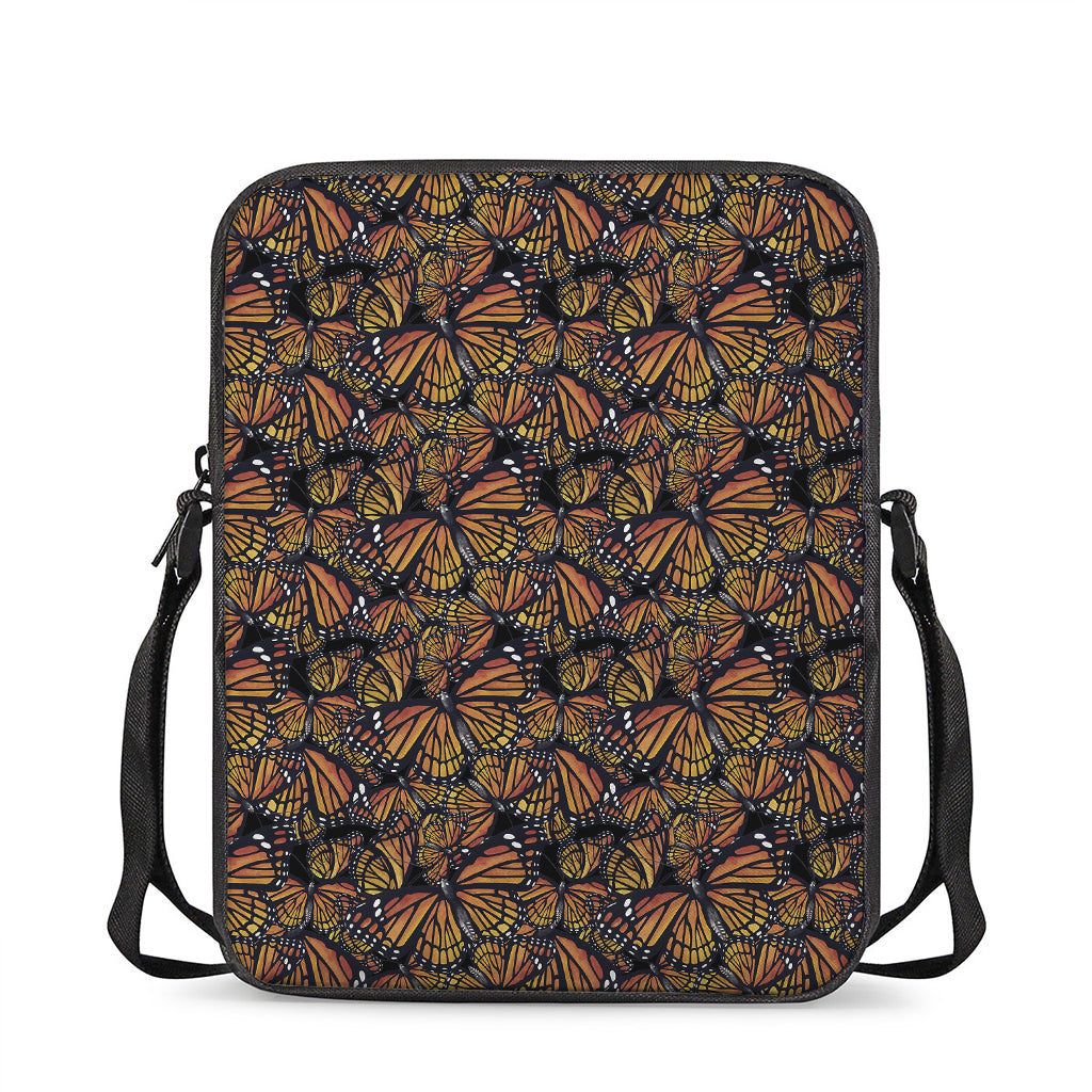 Vintage Monarch Butterfly Pattern Print Rectangular Crossbody Bag