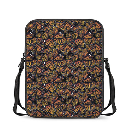 Vintage Monarch Butterfly Pattern Print Rectangular Crossbody Bag
