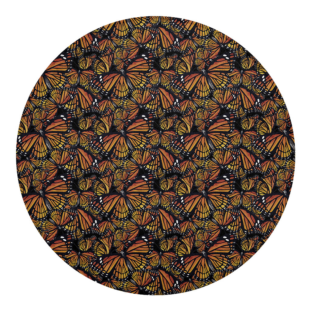 Vintage Monarch Butterfly Pattern Print Round Blanket