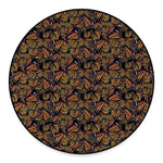 Vintage Monarch Butterfly Pattern Print Round Floor Mat