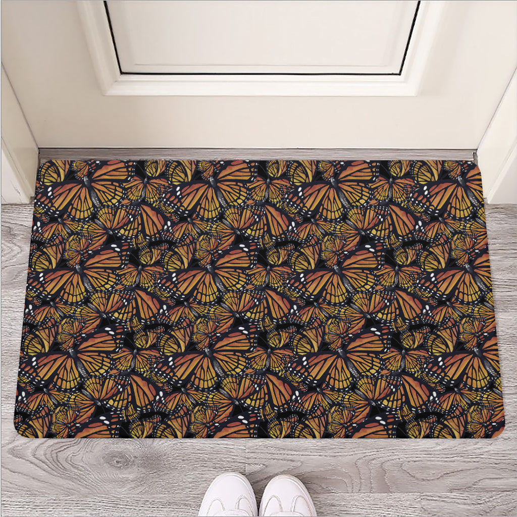 Vintage Monarch Butterfly Pattern Print Rubber Doormat