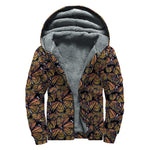 Vintage Monarch Butterfly Pattern Print Sherpa Lined Zip Up Hoodie