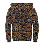 Vintage Monarch Butterfly Pattern Print Sherpa Lined Zip Up Hoodie