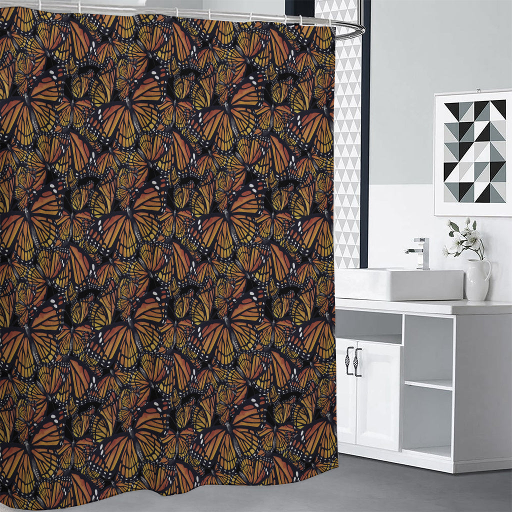 Vintage Monarch Butterfly Pattern Print Shower Curtain