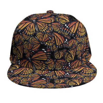 Vintage Monarch Butterfly Pattern Print Snapback Cap