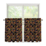 Vintage Monarch Butterfly Pattern Print Tier Curtains