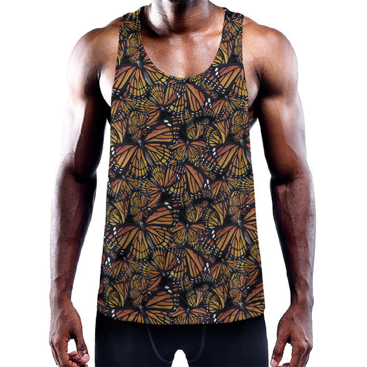 Vintage Monarch Butterfly Pattern Print Training Tank Top