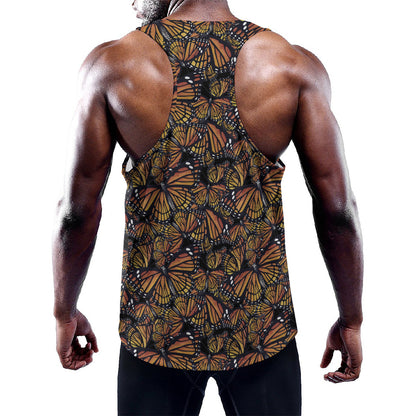 Vintage Monarch Butterfly Pattern Print Training Tank Top