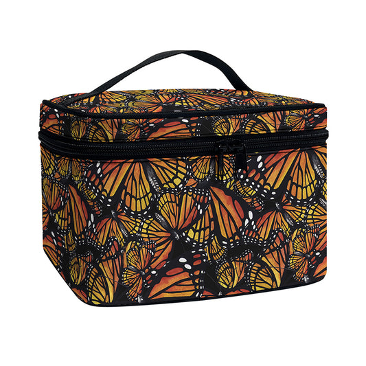 Vintage Monarch Butterfly Pattern Print Travel Makeup Bag