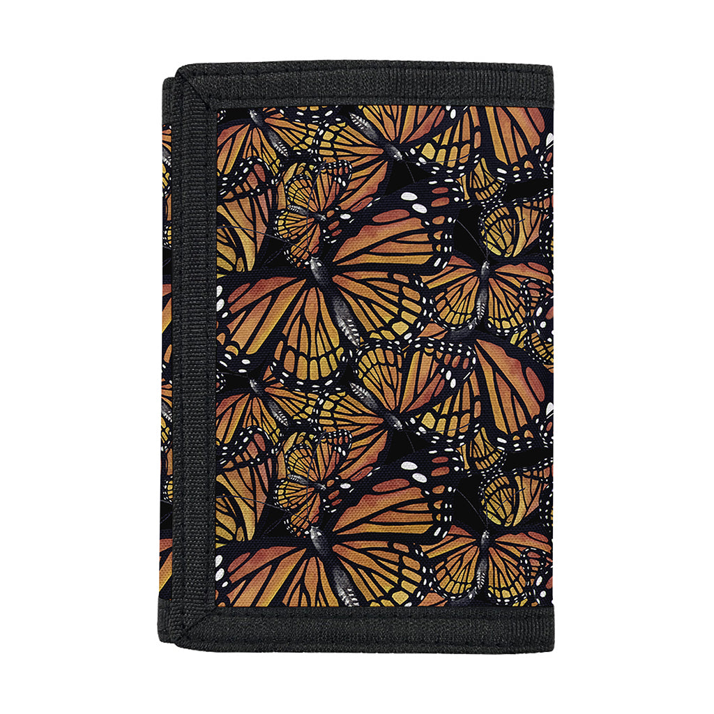 Vintage Monarch Butterfly Pattern Print Trifold Wallet