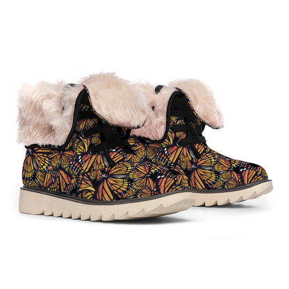 Vintage Monarch Butterfly Pattern Print Winter Boots