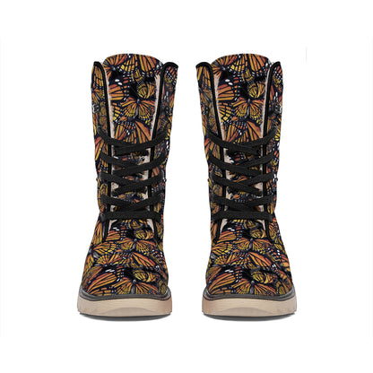 Vintage Monarch Butterfly Pattern Print Winter Boots