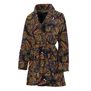 Vintage Monarch Butterfly Pattern Print Women's Bathrobe