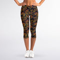 Vintage Monarch Butterfly Pattern Print Women's Capri Leggings