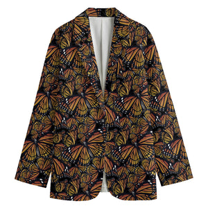 Vintage Monarch Butterfly Pattern Print Women's Cotton Blazer