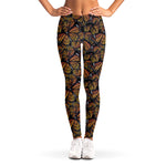 Vintage Monarch Butterfly Pattern Print Women's Leggings