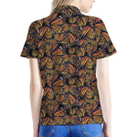 Vintage Monarch Butterfly Pattern Print Women's Polo Shirt