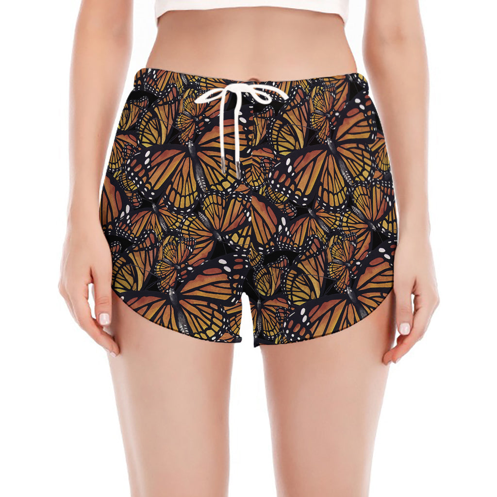 Vintage Monarch Butterfly Pattern Print Women's Split Running Shorts