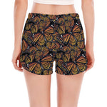 Vintage Monarch Butterfly Pattern Print Women's Split Running Shorts