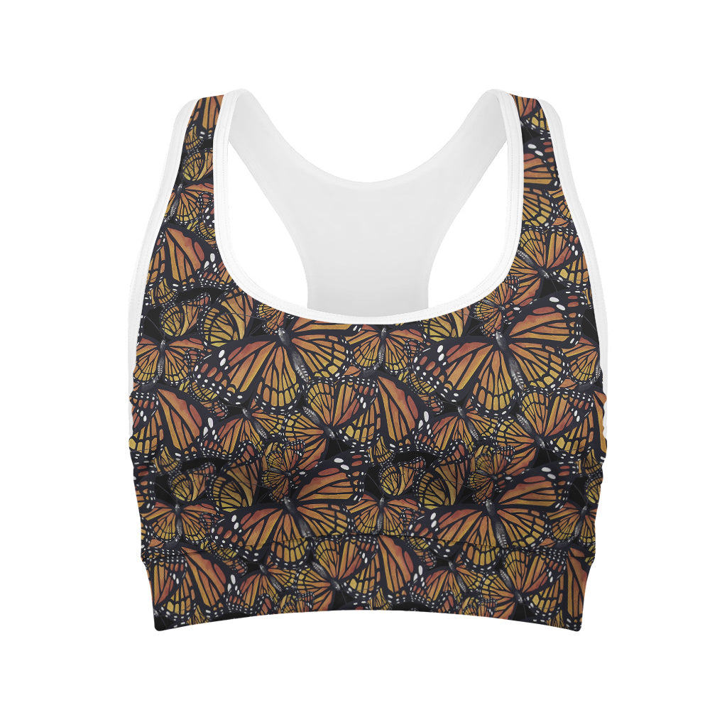 Vintage Monarch Butterfly Pattern Print Women's Sports Bra