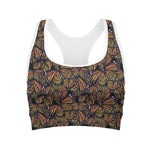 Vintage Monarch Butterfly Pattern Print Women's Sports Bra