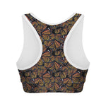 Vintage Monarch Butterfly Pattern Print Women's Sports Bra