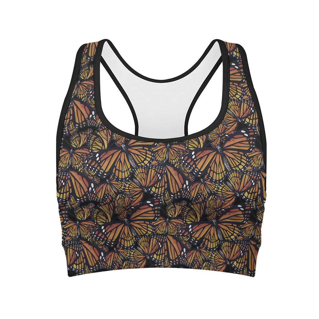 Vintage Monarch Butterfly Pattern Print Women's Sports Bra