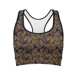Vintage Monarch Butterfly Pattern Print Women's Sports Bra