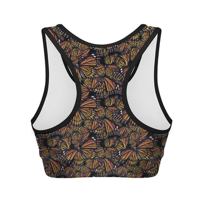 Vintage Monarch Butterfly Pattern Print Women's Sports Bra