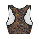 Vintage Monarch Butterfly Pattern Print Women's Sports Bra