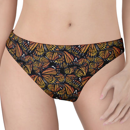 Vintage Monarch Butterfly Pattern Print Women's Thong