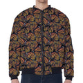 Vintage Monarch Butterfly Pattern Print Zip Sleeve Bomber Jacket